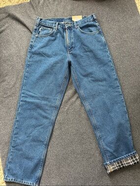 Carhartt Classic Men's Blue Flannel-lined Denim Jeans; 33/32